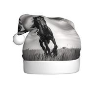 HYTTER Chapeau de Noël imprimé étalon noir pour adulte, bord doux et moelleux, léger et confortable