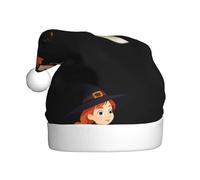 HYTTER Chapeau de Noël imprimé Little witch riding a broom in the sky pour adulte, bord doux et moelleux, léger et confortable