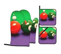 HYTTER Color Billards Ensemble de gants de cuisine et maniques isolés, épais, durables et anti-brûlure