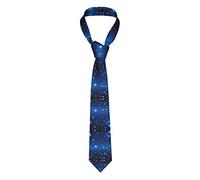 HYTTER Cravate pour homme motif étoile bleue - Cravate en soie imprimée tendance pour homme, facile d'entretien, parfaite pour les mariages et les fêtes, Noir , taille unique
