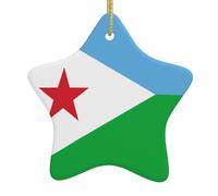 HYTTER Drapeau de Djibouti Tableau de Noël en céramique pendentif étoile décoration facile à accrocher, très approprié pour décorer les arbres de Noël