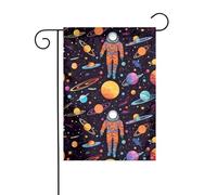 HYTTER Drapeau de jardin imprimé cool homme dans l'espace galaxie 30,5 x 45,7 cm pour jardin, terrasse, balcon