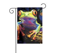 HYTTER Drapeau de jardin imprimé grenouille d'arbre de la paix 30,5 x 45,7 cm pour jardin, terrasse, balcon