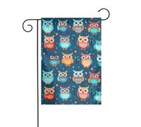 HYTTER Drapeau de jardin imprimé hiboux mignons 30,5 x 45,7 cm pour jardin, terrasse, balcon