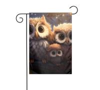 HYTTER Drapeau de jardin imprimé hiboux mignons 30,5 x 45,7 cm pour jardin, terrasse, balcon