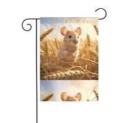 HYTTER Drapeau de jardin imprimé « Little Mouse in the wheat field » - Décoration de cour - 30,5 x 45,7 cm - Pour jardin, terrasse, balcon