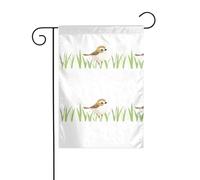 HYTTER Drapeau de jardin imprimé Little Sparrow in the rice field 30,5 x 45,7 cm pour jardin, terrasse, balcon
