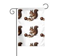 HYTTER Drapeau de jardin imprimé petit écureuil mangeant des châtaignes 30,5 x 45,7 cm pour jardin, terrasse, balcon