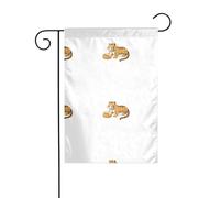 HYTTER Drapeau de jardin imprimé petit tigre mangeant du pain - Décoration de cour - 30,5 x 45,7 cm - Pour jardin, terrasse, balcon