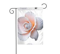 HYTTER Drapeau de jardin spécial en forme de fleur avec impression conque - Décoration de cour - 30,5 x 45,7 cm - Pour jardin, terrasse, balcon