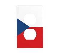 HYTTER Drapeau de la République tchèque Impression Double prise murale Panneau mural Plaque de couverture de prise électrique Décoration durable 11,4 x 7 cm
