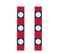 HYTTER Drapeau du Laos - Bannière de porche imprimée pour remise de diplôme - Robuste, durable, lavable et réutilisable - Décoration de remise de diplôme pour fêtes, cérémonies, portes d'entrée