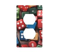 HYTTER Ensemble de dés de jeux imprimés à double prise murale - Plaque de protection pour prise électrique - Décoration durable - 11,4 x 7 cm