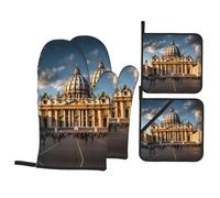 HYTTER Ensemble de maniques et maniques pour cuisine Motif basilique Saint-Pierre - Isolés, épais, durables et anti-brûlure