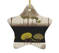 HYTTER Green Grove Tableau de Noël en céramique avec pendentif en forme d'étoile facile à accrocher, très approprié pour décorer les arbres de Noël