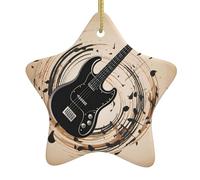 HYTTER Guitare Basse Instruments de Musique Tableau de Noël en Céramique Pendentif Étoile Ornement Facile à Suspendre, Très Approprié pour Décoration Sapins de Noël