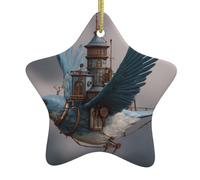 HYTTER Image mécanique oiseau Noël céramique pendentif étoile ornement facile à accrocher, très approprié pour décorer les arbres de Noël