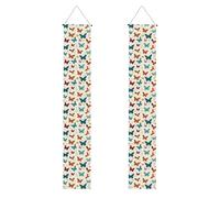 HYTTER Jolie bannière de porche rétro imprimée papillon rouille - Robuste, durable, lavable et réutilisable, décoration de remise de diplôme pour fêtes, cérémonies, portes d'entrée