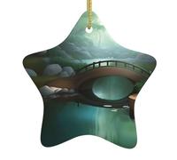 HYTTER Little Bridge in The East Tableau de Noël en céramique avec pendentif en forme d'étoile facile à accrocher, très approprié pour décorer les arbres de Noël