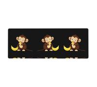 HYTTER Little Monkey Eating Bananas Print Tapis de souris extra large pour ordinateur de bureau Clavier de jeu Version épaisse 30,5 x 80 cm