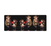 HYTTER Little Monkey Eating Strawberries Print Tapis de souris extra large pour ordinateur de bureau Clavier de jeu Version épaisse 30,5 x 80 cm
