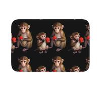 HYTTER Little Monkey Eating Strawberries Tapis de sol en velours avec bordure en cristal pour chambre à coucher, salon, dortoir, décoration de la maison