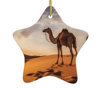 HYTTER Lone Camel Tableau de Noël en céramique avec pendentif étoile facile à accrocher, très approprié pour décorer les arbres de Noël