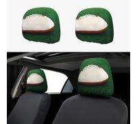 HYTTER Lot de 2 housses pour appuie-tête de voiture Motif ballon de rugby Blanc