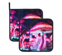 HYTTER Lot de 2 maniques isolantes carrées en forme de champignon fluorescent 20,3 x 20,3 cm Anti-brûlure et isolation thermique Étanche