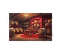 HYTTER Lot de 6 sets de table imprimés cave à vin rouge 30,5 x 45,7 cm - Sets de table résistants à la chaleur pour décoration de table de salle à manger