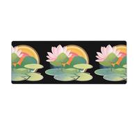HYTTER Lotus Beside The Rainbow Print Tapis de souris extra large pour ordinateur de bureau et clavier de jeu Version épaisse 30,5 x 80 cm
