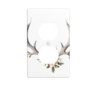 HYTTER Magnifique cornes de fleurs impression double prise murale panneau électrique plaque de couverture de prise de courant Shatter décoration durable 11,4 x 7 cm