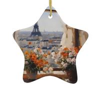 HYTTER Magnifique décoration de Noël en céramique avec pendentif en forme d'étoile de pylônes au loin, facile à accrocher, très approprié pour décorer les arbres de Noël