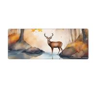 HYTTER Magnifique tapis de souris extra large imprimé cerf pour ordinateur, bureau, clavier de jeu, version épaisse, 30,5 x 80 cm