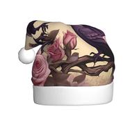 HYTTER Noble chapeau de Noël violet imprimé oiseau pour adulte, bord doux et moelleux, léger et confortable