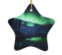 HYTTER Northern Lights Tableau de Noël en céramique avec pendentif étoile facile à accrocher, très approprié pour décorer les arbres de Noël