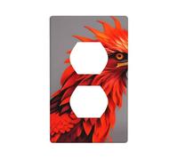 HYTTER Panneau mural à double prise électrique avec impression Phoenix orange rouge 11,4 x 7 cm