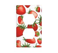 HYTTER Panneau mural à double prise murale avec motif fraises rouges - Décoration durable - 11,4 x 7 cm