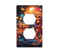 HYTTER Panneau mural coloré imprimé notes de musique double prise électrique plaque de couverture incassable durable 11,4 x 7 cm