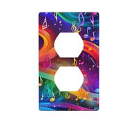 HYTTER Panneau mural coloré imprimé notes de musique double prise électrique plaque de couverture incassable durable 11,4 x 7 cm