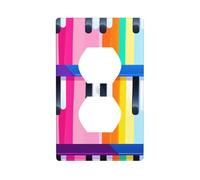 HYTTER Panneau mural coloré pour clavier de piano avec impression de notes de musique - Plaque de couverture de prise électrique - Décoration durable - 11,4 x 7 cm