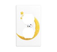 HYTTER Petit ours blanc sur le croissant de lune doré impression double panneau mural prise électrique plaque de couverture incassable durable 11,4 x 7 cm