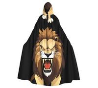 HYTTER Poncho à capuche imprimé lion en colère pour adultes, cape pour adultes, décoration de fête, costume de Mardi Gras, facile d'entretien, durable