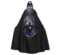 HYTTER Poncho à capuche pour adultes avec imprimé mauvais œil - Cape pour adultes - Décoration de fête - Costume de Mardi Gras - Facile d'entretien et durable