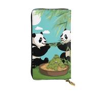 HYTTER Portefeuille en cuir - Portefeuille élégant et durable pour femme avec plusieurs compartiments et fermeture éclair, deux jolis grands pandas, noir, taille unique, Noir , Taille unique