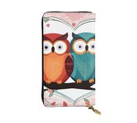 HYTTER Portefeuille en cuir - Portefeuille élégant et durable pour femme avec plusieurs compartiments et fermeture éclair Motif hibou d'amour, noir, taille unique, Noir , Taille unique