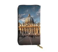 HYTTER Portefeuille en cuir - Portefeuille élégant et durable pour femme avec plusieurs compartiments et fermeture éclair, motif basilique Saint-Pierre, noir, taille unique, Noir , Taille unique