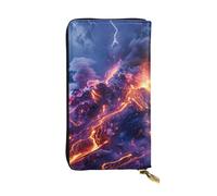 HYTTER Portefeuille en cuir - Portefeuille élégant et durable pour femme avec plusieurs compartiments et fermeture éclair, motif lave volcanique, noir, taille unique, Noir , Taille unique