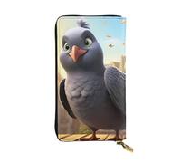 HYTTER Portefeuille en cuir - Portefeuille élégant et durable pour femme avec plusieurs compartiments et fermeture éclair Motif pigeon de dessin animé, noir, taille unique, Noir , Taille unique