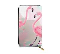 HYTTER Portefeuille en cuir - Portefeuille élégant et durable pour femme avec plusieurs compartiments et fermeture éclair - Motif Love Flamingo - Noir - Taille unique - Noir - Taille unique